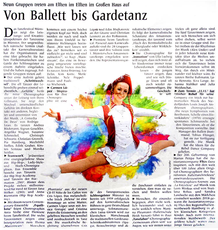 Von Ballett bis Gardetanz - Artikel in den Westfälischen Nachrichten